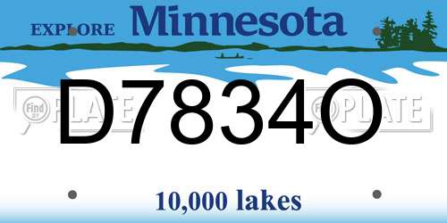 D7834O Minnesota License Plate