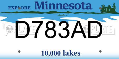 D783AD Minnesota License Plate