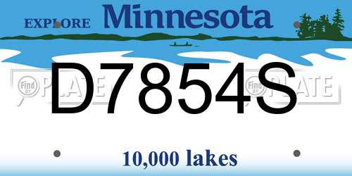 D7854S Minnesota License Plate