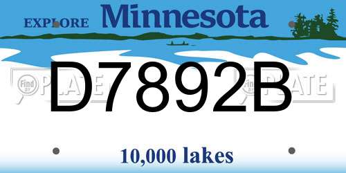 D7892B Minnesota License Plate