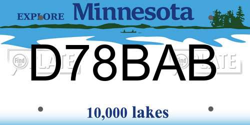 D78BAB Minnesota License Plate