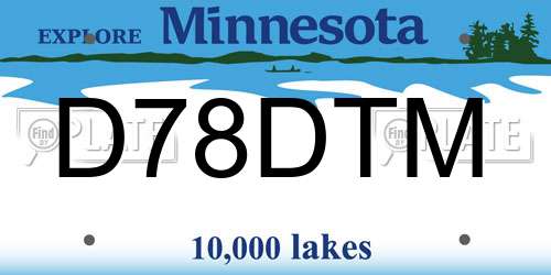 D78DTM Minnesota License Plate