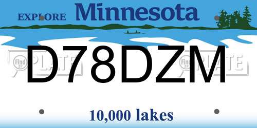 D78DZM Minnesota License Plate