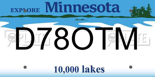 D78OTM Minnesota License Plate