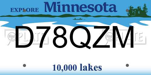 D78QZM Minnesota License Plate