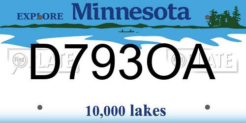 D793OA Minnesota License Plate
