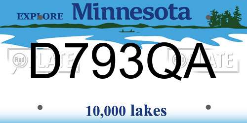 D793QA Minnesota License Plate