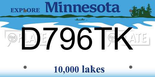 D796TK Minnesota License Plate