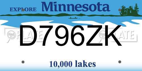 D796ZK Minnesota License Plate