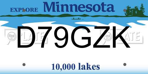 D79GZK Minnesota License Plate