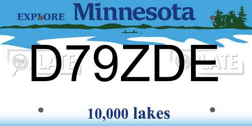 D79ZDE Minnesota License Plate
