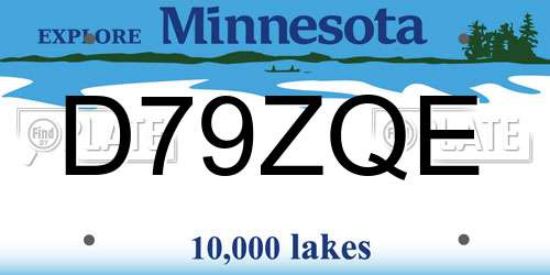 D79ZQE Minnesota License Plate
