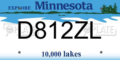 D812ZL Minnesota License Plate