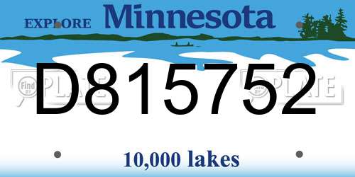 D815752 Minnesota License Plate