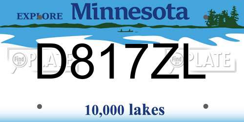 D817ZL Minnesota License Plate