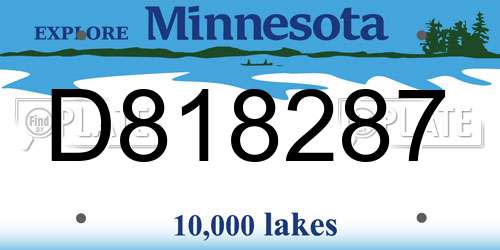 D818287 Minnesota License Plate