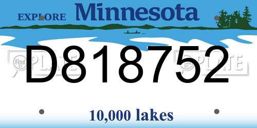 D818752 Minnesota License Plate