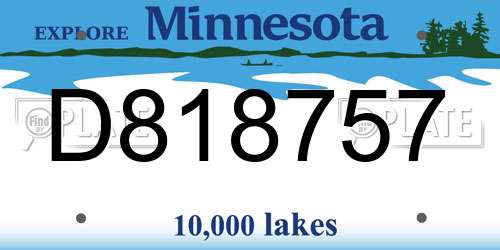 D818757 Minnesota License Plate
