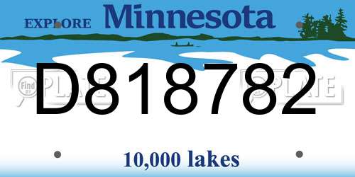 D818782 Minnesota License Plate