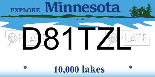 D81TZL Minnesota License Plate