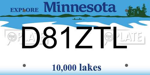 D81ZTL Minnesota License Plate