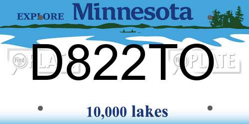 D822TO Minnesota License Plate