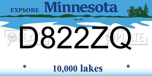 D822ZQ Minnesota License Plate