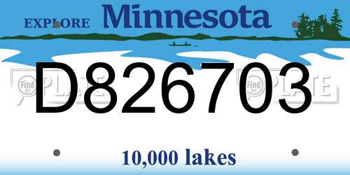D826703 Minnesota License Plate