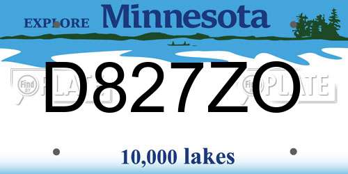 D827ZO Minnesota License Plate