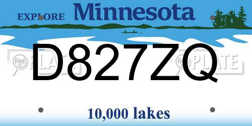 D827ZQ Minnesota License Plate