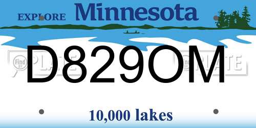 D829OM Minnesota License Plate
