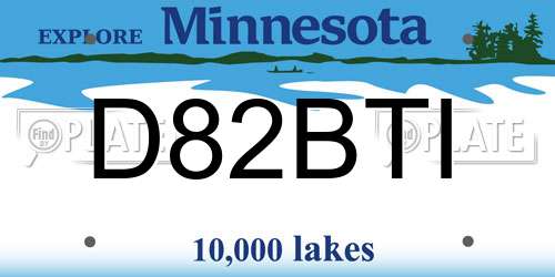 D82BTI Minnesota License Plate