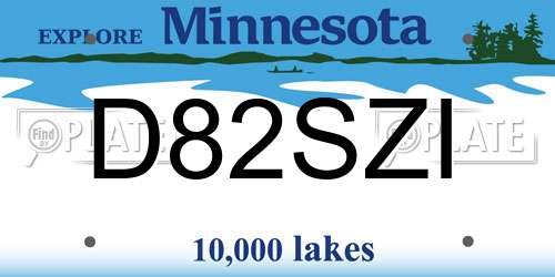 D82SZI Minnesota License Plate