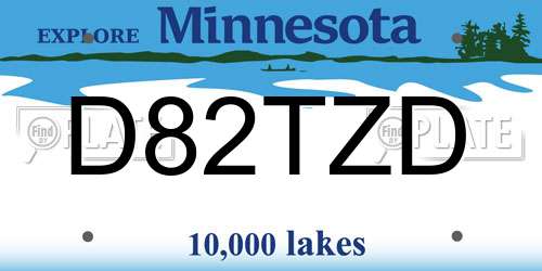 D82TZD Minnesota License Plate
