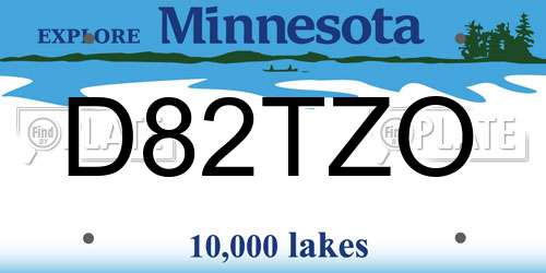 D82TZO Minnesota License Plate