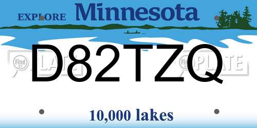 D82TZQ Minnesota License Plate