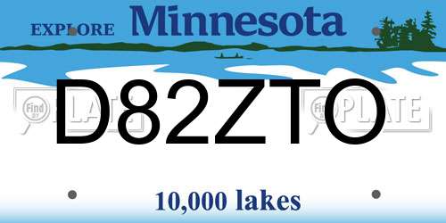 D82ZTO Minnesota License Plate