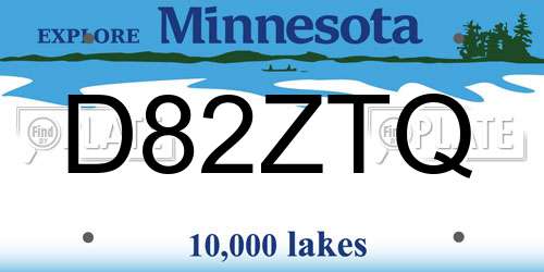 D82ZTQ Minnesota License Plate