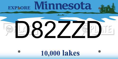D82ZZD Minnesota License Plate