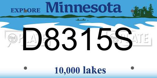 D8315S Minnesota License Plate