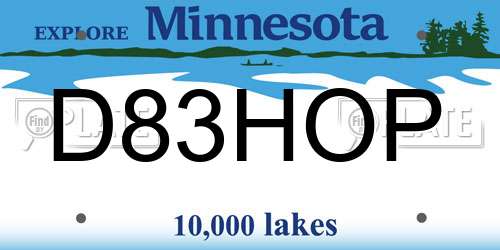 D83HOP Minnesota License Plate
