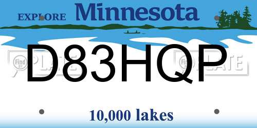 D83HQP Minnesota License Plate