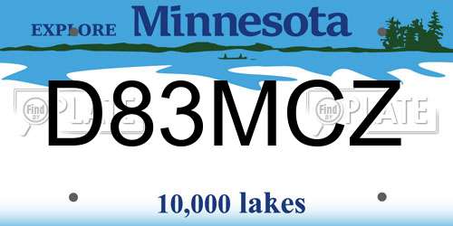 D83MCZ Minnesota License Plate