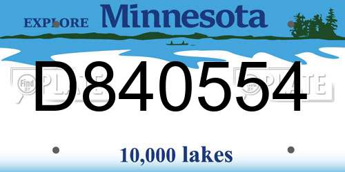 D840554 Minnesota License Plate