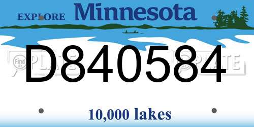 D840584 Minnesota License Plate