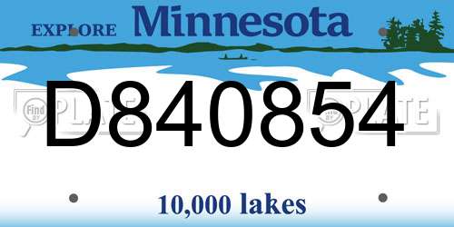 D840854 Minnesota License Plate