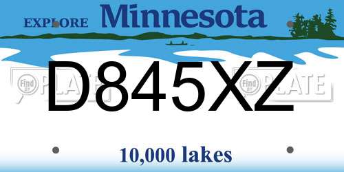 D845XZ Minnesota License Plate