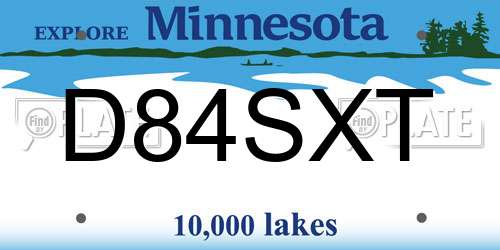 D84SXT Minnesota License Plate
