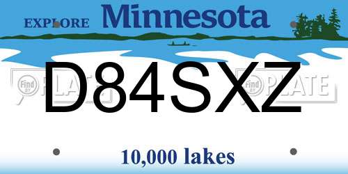 D84SXZ Minnesota License Plate