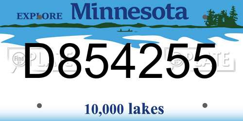D854255 Minnesota License Plate